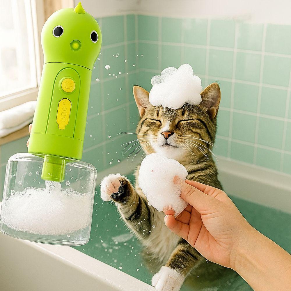 Automatic Cat Soap Foaming Dispenser Dinosaurs Shape Electric Bubble Maker  Dog Bathing