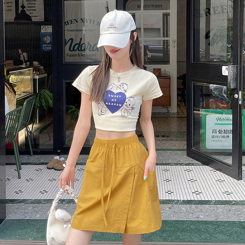Korean Short Skirt White Skirt Women's Summer New Fashion Casual Anti-exposure Lining Skirt Straight Skirt