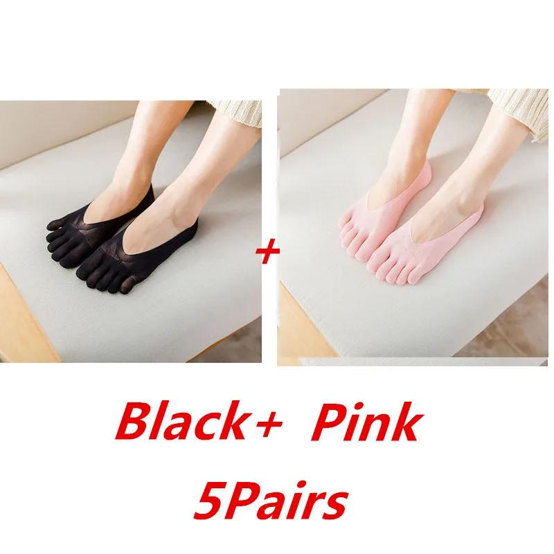 1/3/5 Pairs/Lot Women Summer Five-Finger Socks Ultrathin Funny Toe Invisible Boat Sokken Silicone Breathable Short Low Ankle Sox