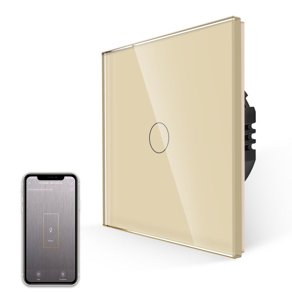 Bingoelec White Crysal Glass Wifi 1/2/3/4 Gang Smart Home 220V Wall Light Switches and Socket Tuya Wifi Smart Switch