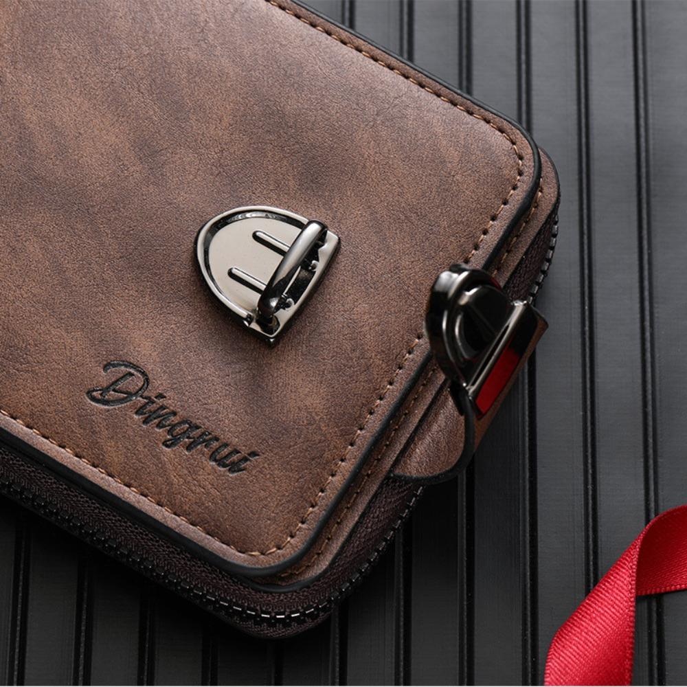 New PU Leather Short Wallet Zipper Buckle Solid Color Coin Pocket Card Holder Men