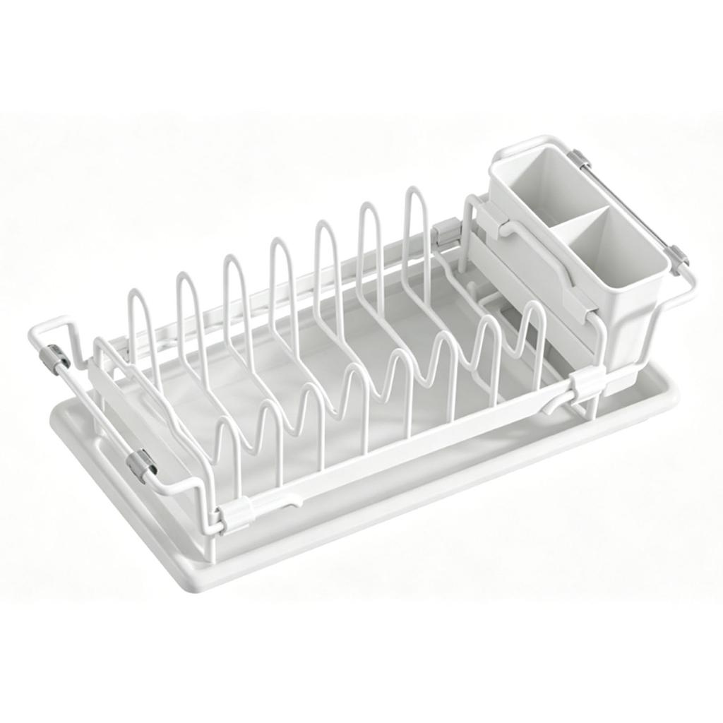Extendable Dish Drying Rack Multifunctional Dish Drainer Kitchen Organizer Shelf with Cutlery Holder for Small