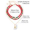 Korean Cute Red/Green Crystal Beaded Clavicle Necklace Fashion Metal Christmas Tree Snowman Pendant Necklace Christmas Jewelry