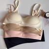 Women Beige Seamless Wireless Bra with W-Shaped Underband