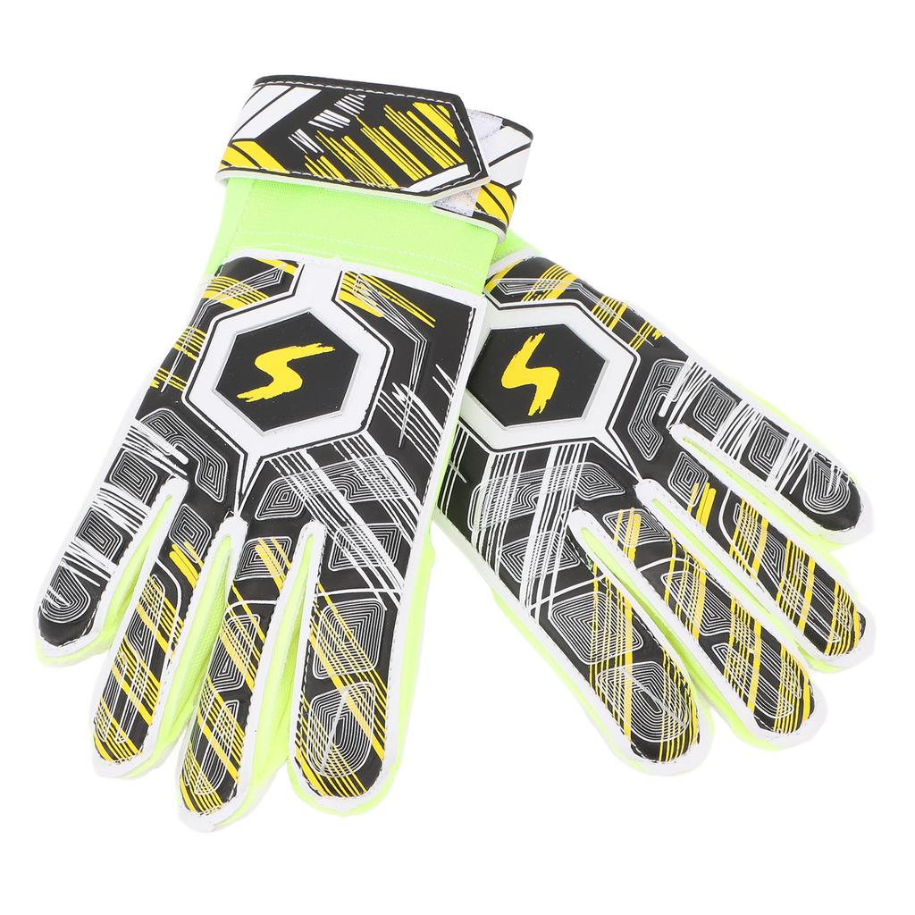 1 Pair Kids Soccer Gloves Latex Collision Resistance Football Goalkeeper Gloves for Grip Finger Guard Yellow Size 6