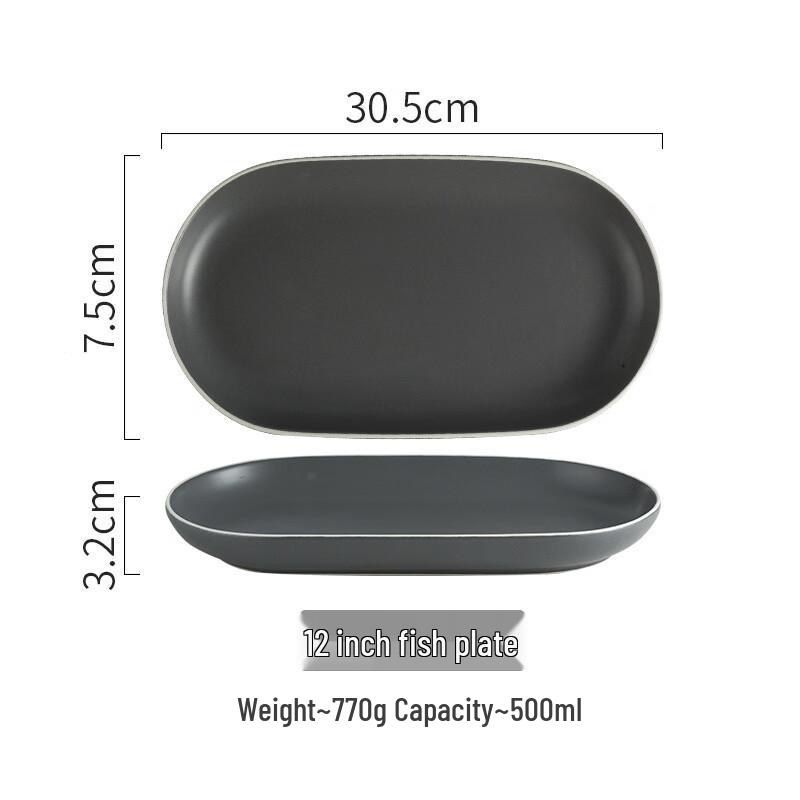 ZISIZ Grey Ceramic Tableware Set