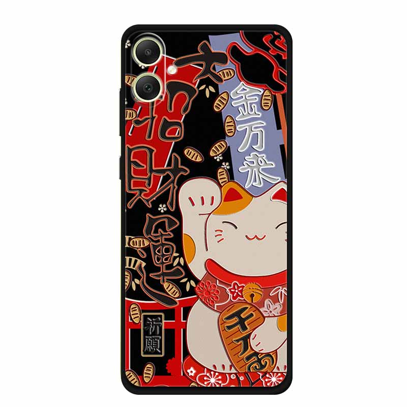 3D Emboss Case For Samsung Galaxy A06 M06 F06 A05 M05 F05 Phone Case A 06 M 05 Flower Black Silicone Soft Back Cover Coque Funda