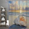 Ocean Shell Shower Curtain, Ocean Beach Shell Sunset Bathroom Decorative Shower Curtain, Waterproof Shower Curtain with Hooks