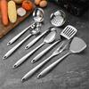 7Pieces Stainless Steel Serving Tool Set Slotted Turner Long Handle Cooking Shovel Cooking Sppon for Everyday Use