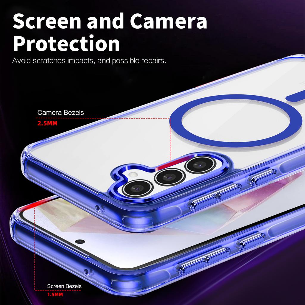 Para Samsung Galaxy A35 5G Capa Magnética para Telefone Moldura TPU Capa Traseira PC Transparente