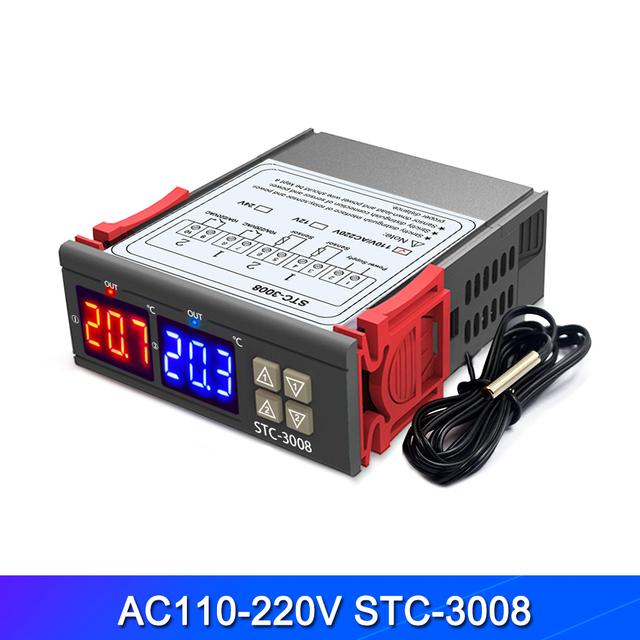 STC-3008 Dual Digital Temperature Controller Two Relay Output 12V 24V 220V Thermoregulator Thermostat With Heater Cooler