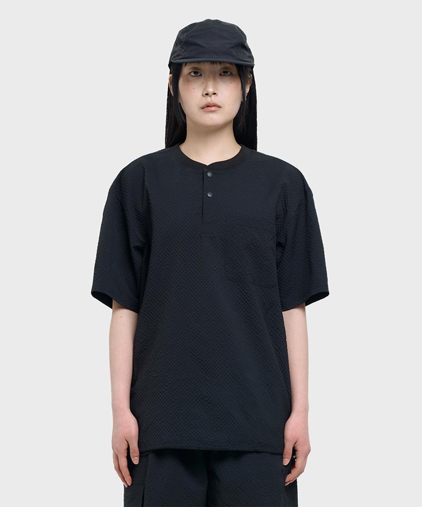 POLLUTION Seersucker Woven T-Shirt Black