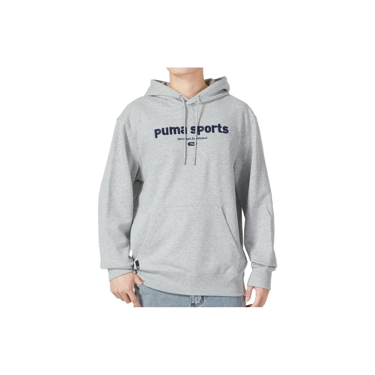

Puma Letter Embroidery Casual Sports Pullover Hoodie Men hoodies Gray 62344204 M