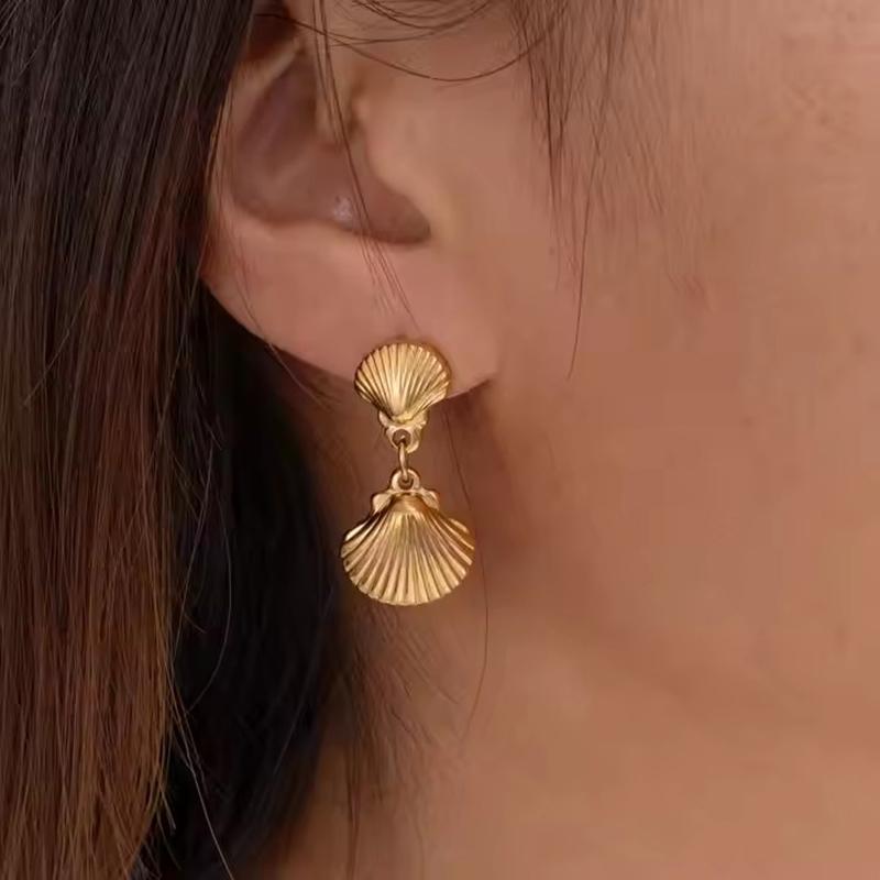 316L Stainless Steel Shell Pendant Drop Earrings Foxanry Fashion Elegant Prevent Allergy Birthday Jewelry Gifts EL0044