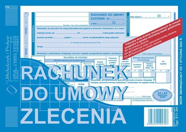 RACHUNEK DO UMOWY ZLECENIA A5 (O+ K ) 511-3H