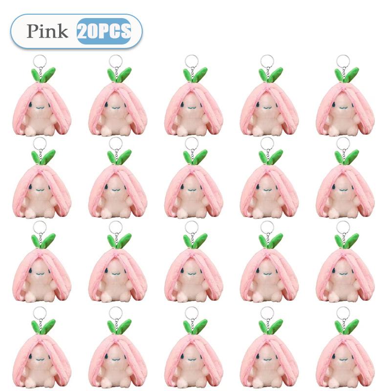 1-20PCS Funny Joy Kawaii Fruit Bunny Plush Toy Cute Carrot Strawberry Turn Funny Joy Rabbit Plush Toy Kids Birthday Easter Gifts