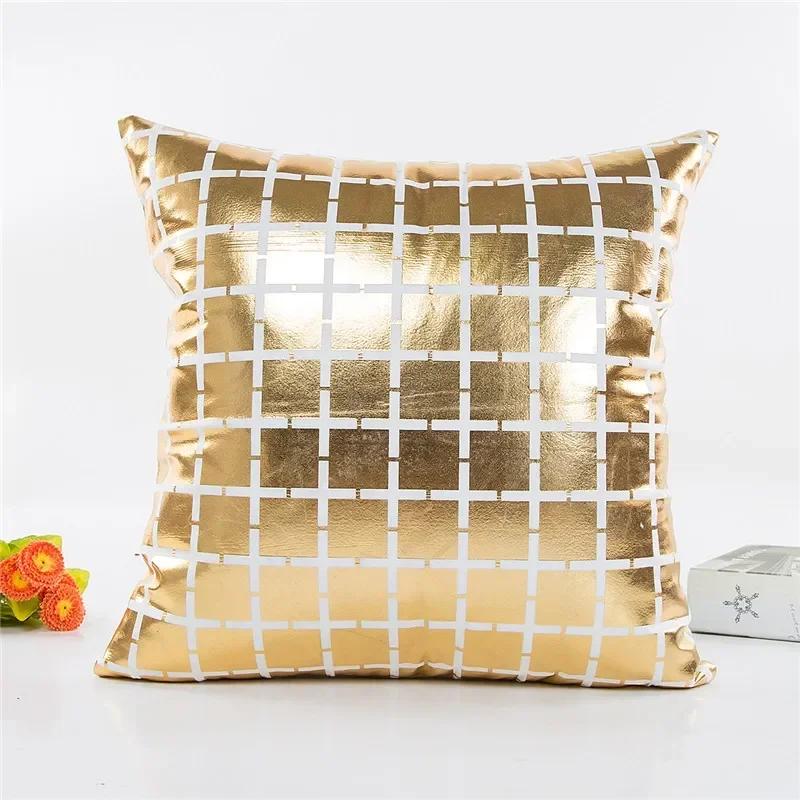 Luxury Gold Bronzing Simple Cushion Pillow Nordic Geometric Gold Stamping Pillowcase Sofa Bed Livingroom Decor Throw Pillows 450450mm 2430₽