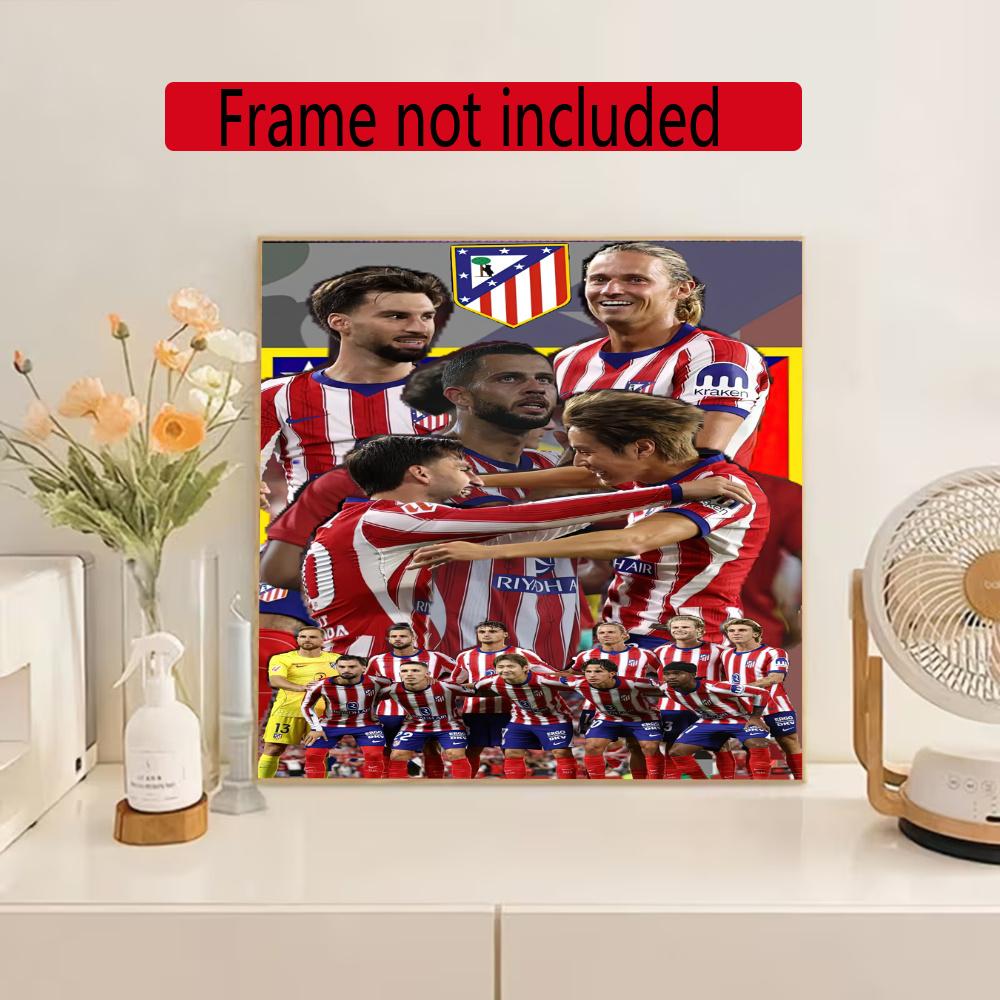 Atletico Madrid Diamond Painting Round Diamond Mosaic Rhinestones Diamond Embroidery Craft Kit Wall Decor Without Frame