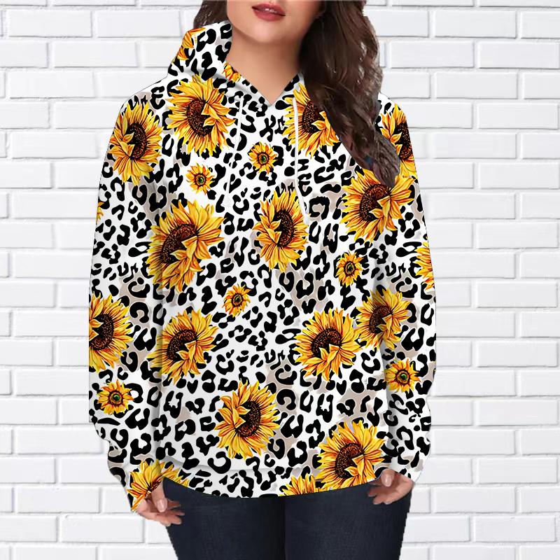 Autumn New 3D Printed Digital Sunflower Printing Hoodie Women Baseball Uniform