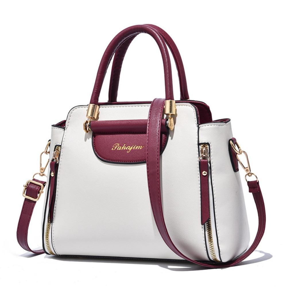 Fashion PU Women Bag Elegant Hit Color Handheld Bag Large Capacity Shoulder Bag All-Match