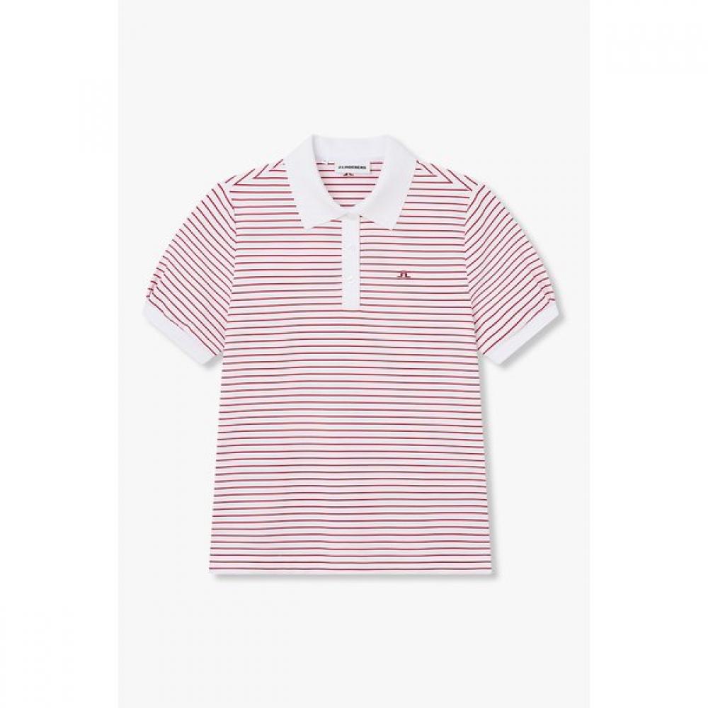 J.lindeberg Women Anna Stripe Polo 1546126948 Red/S