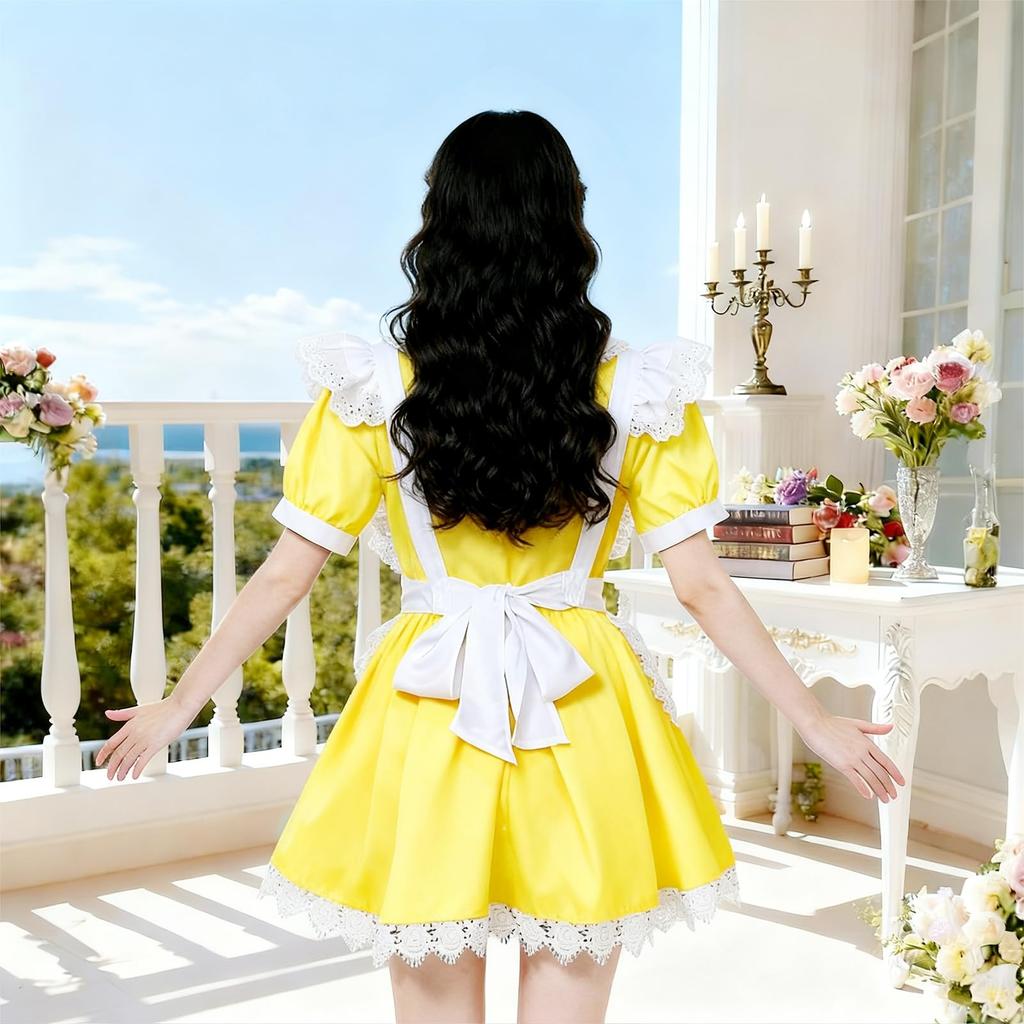 Formemory Maid Costume Cosplay Anime Magical Classic Short Maid Cute Lace Lolita and Plus Popular Costume for School Con and Photo 5 Colors 5-Piece