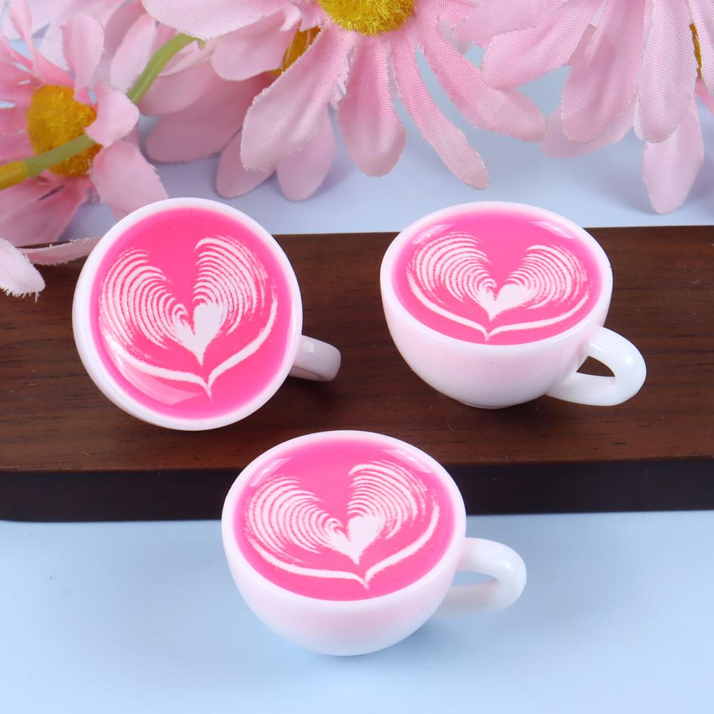 1pcs Dollhouse Miniature Food Resin Kawaii Simulation Mini Coffee Cup Necklace Keychain DIY Jewelry Making Accessories