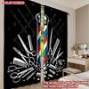 2D Flat Printing 2pcs Drapes Perfect for Barbershops Digital Printed Polyester Drapes Party Decorations Use for Festive