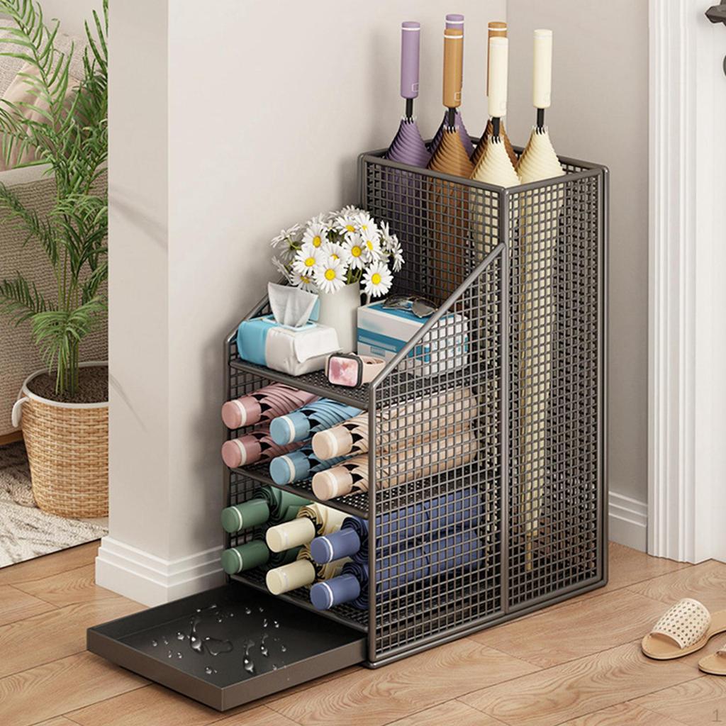 Umbrella Holder Rack Organizer with Detachable Drip Tray Space Saving Large Capacity Stand