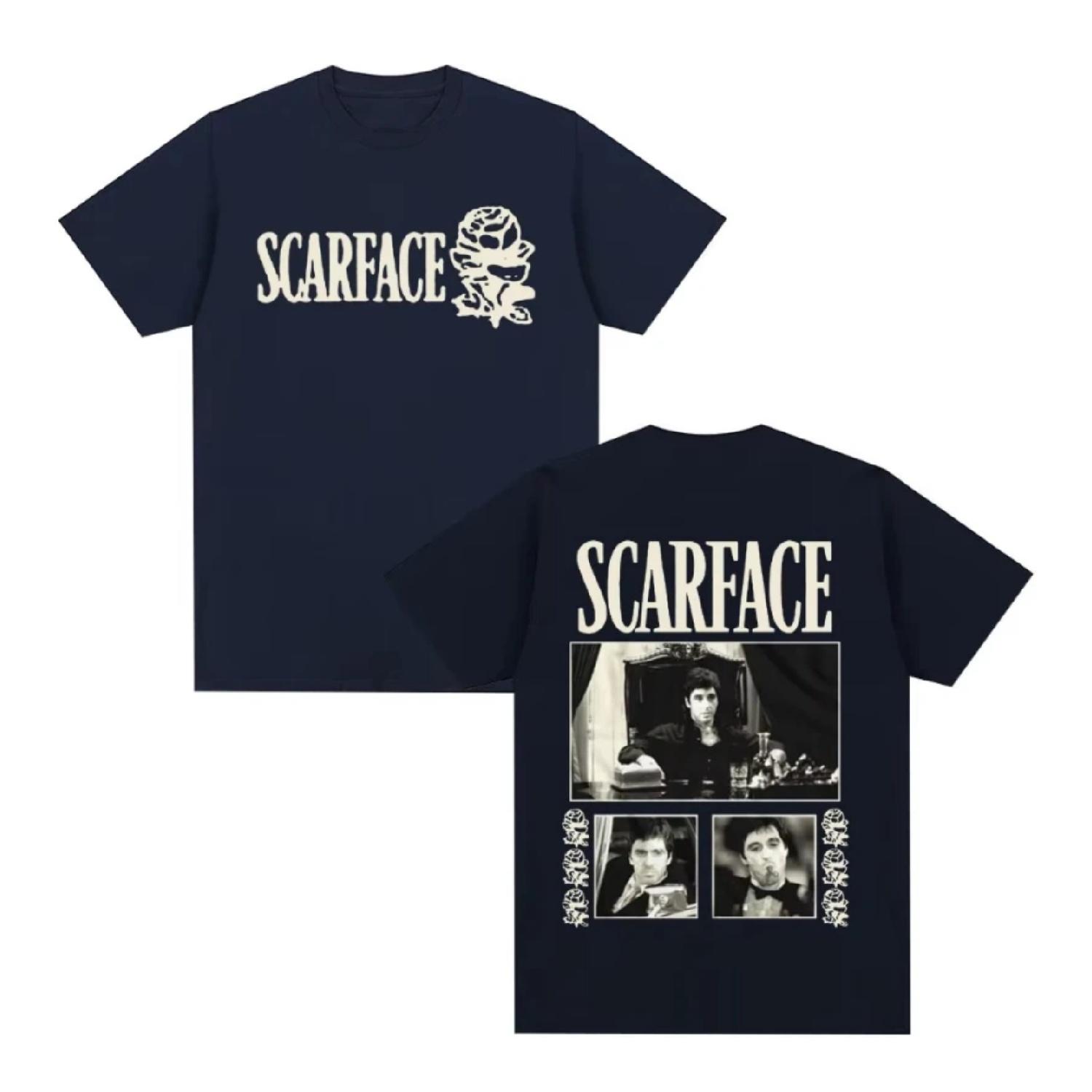 Gangsters Movie Scarface T-shirt Tony Montana Al Pacino Vintage Gothic T-shirts Men Women Clothing Cotton Oversized T Shirt Tops S чёрный