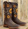 Stivali da Donna Ricamati Stampa Glitter Stivali Western da Cowgirl Punta Retro Mezza Gamba Tacco Grosso Stivali Stile Romano Botas Femininas