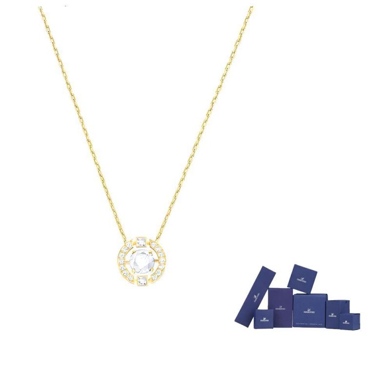 Swarovski Una Beating Heart Faux Crystal Stone Necklaces Womens White Gold Plated Chain F-Original brand box белый