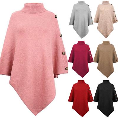 Tooxika New Solid Color High Collar Sweater Cape Sweater Shawl Coat