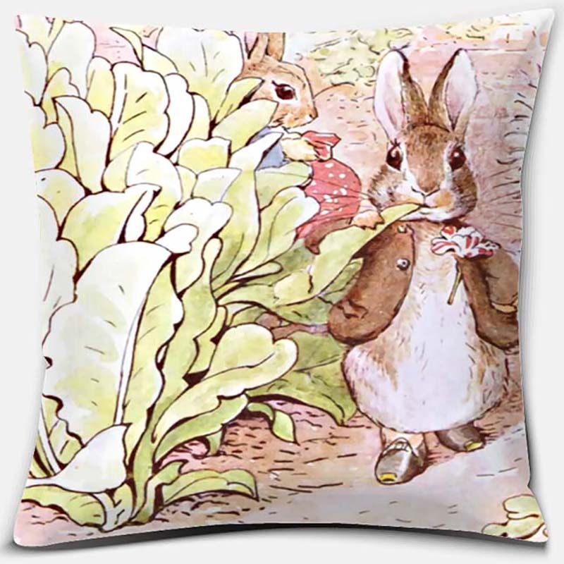 Cute Cartoon Rabbit Printing Series Pattern Pillowcase Square Pillowcase Home Office Decoration Pillowcase