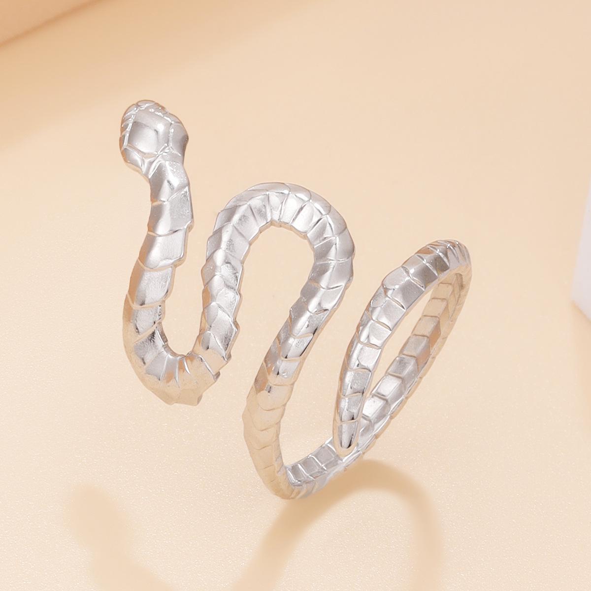 Snake-Shaped Stainless Steel Punk Ring - Boyfriend Style, Adjustable, Perfect Gift