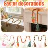 Easter Wooden Bead Decorations With Tasseled Carrot Ornaments, Perfect For Spring, Can Be Hung  The Mantel Or Fireplace Mantle.