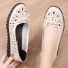 Breathable Leather Sandals: Non-Slip, Flat Shoes for Middle-Aged and Elderly Women