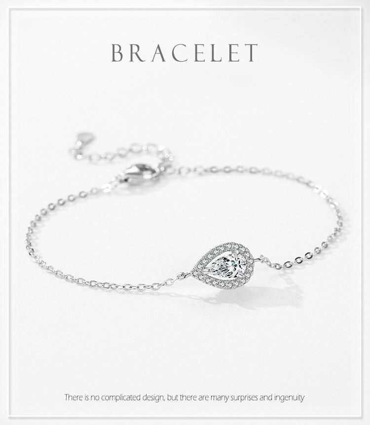 Moissanite 925 Sterling Silver Water Droplet Shaped Bracelet Popular Affordable Luxury Elegant Geometric Cross Wedding Gift