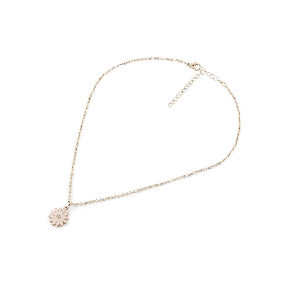 Biały emaliowany nowoczesny wisiorek z kwiatem i łańcuszkiem dla kobiet