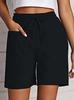 Pantaloncini Capri Estivi 2025 da Donna a Colore Unico, Vita Alta, Vestibilità Larga, con Tasche