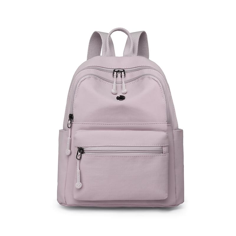 Women's Nylon Backpack Lightweight Solid Color Student Schoolbag