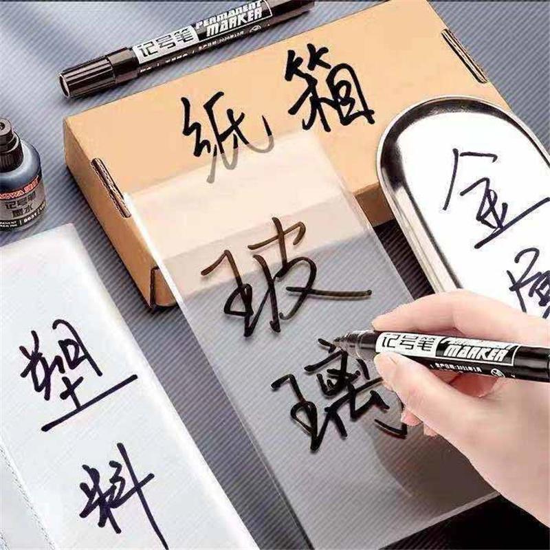 2mm Bold Tip Oil-Based Quick-Dry Waterproof Oil-Proof Permanent Marker for Plastic Metal & Wood Shipping Packaging & Coding