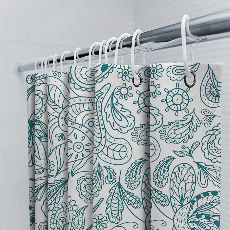 Vivid Blue Paisley Print Shower Curtain Waterproof Home Decor Bathroom Accessories