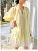 Women's Long Sleeve Elegant Tencel Linen Dress - French Southern Summer Vacation Style