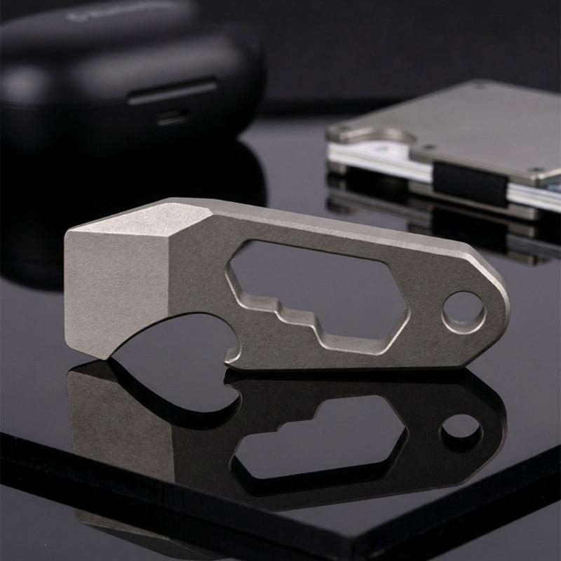 Key Holder Tool for Packages and Drink Bottles with a Single Metal Body and Carry Hole for Everyday Use on Key Hardware, a Pack, or a Belt