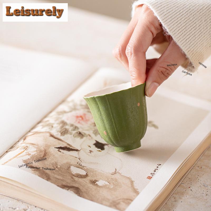 1pc/lot Matcha Green Sprinkle Gold Teacup Vintage Tea Bowl Cup For Tea Tea-tasting Meditation Cup Chazhan Master Cups Cha 11ml