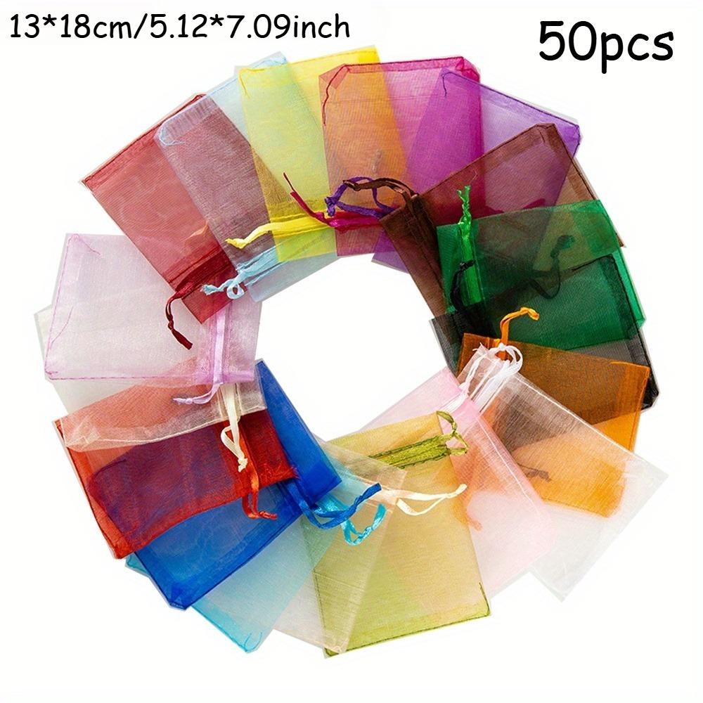 50pcs Organza Drawstring Jewelry Small Bag for Earring Favor Wrapping Packing Pouch Packaging Wedding,Christmas Gift Packaging