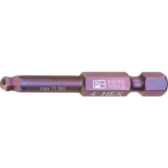 PB Swiss Tools Hex E6 Series Ball Point Bit for 4mm Hex 1/4" Sockets, E6.212/4