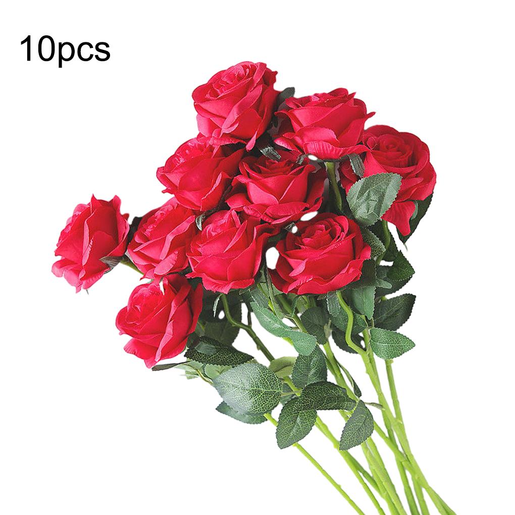 10piece Realistic Artificial Flowers For Home Decoration - Vivid Roses Complement Any Space Artificial Flowers In Vase