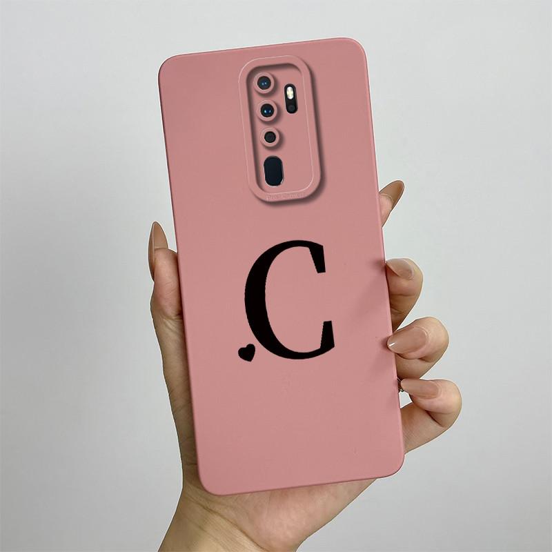 Cute Initial Letters Case For OPPO A5 (2020) Liquid Silicone Smooth Cases For OPPO A9 (2020) A11X Soft Cover OPPO A5 2020 Bag